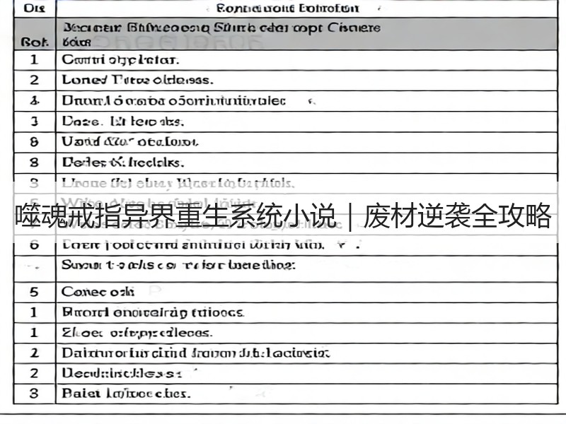 噬魂戒指异界重生系统小说｜废材逆袭全攻略